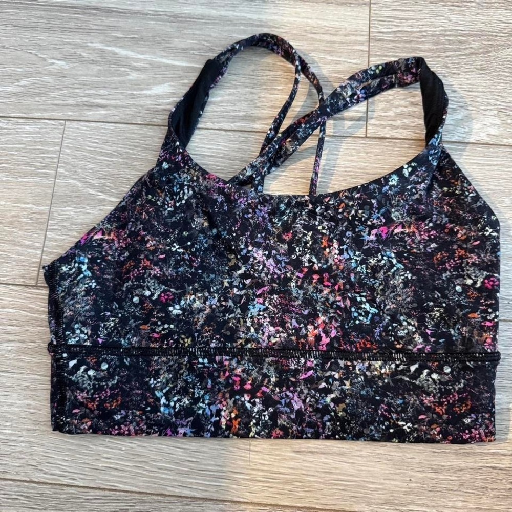 Lululemon Energy Bra High Neck Strappy Back Floral Multi Color Size 6 W2BPWS